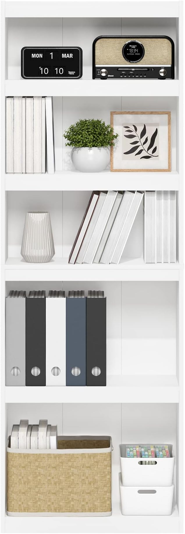 Furinno JAYA Book Shelf, 5-Tier Bookshelf, Enhanced Home Bookcase