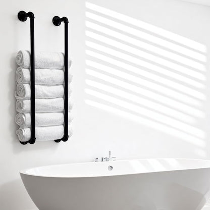 Towel Racks for Bathroom Wall Mounted 36 Inch,Industrial Pipe Storage Organizer Towel Holder(Black)
