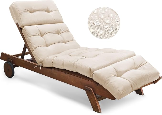 Outdoor Chaise Lounge Chair Cushion Waterproof 74.4 x 22 x 4.7 Inches Memory
