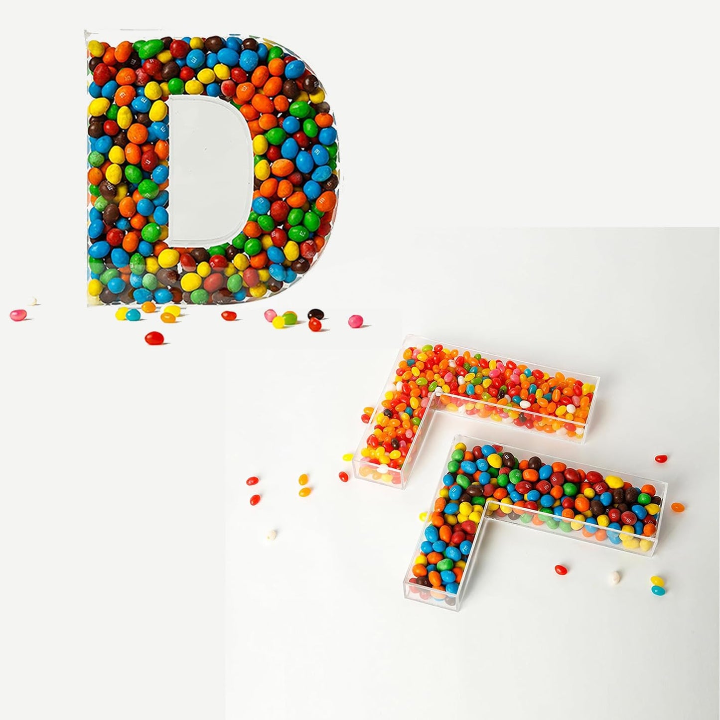 OAEUQ 10-Inch Magnetic Alphabet Candy Jar Refillable Fillable Letters For Candy Tray Reusable Lidded Candy Jar Candy Buffet Container Set (Q, 1)