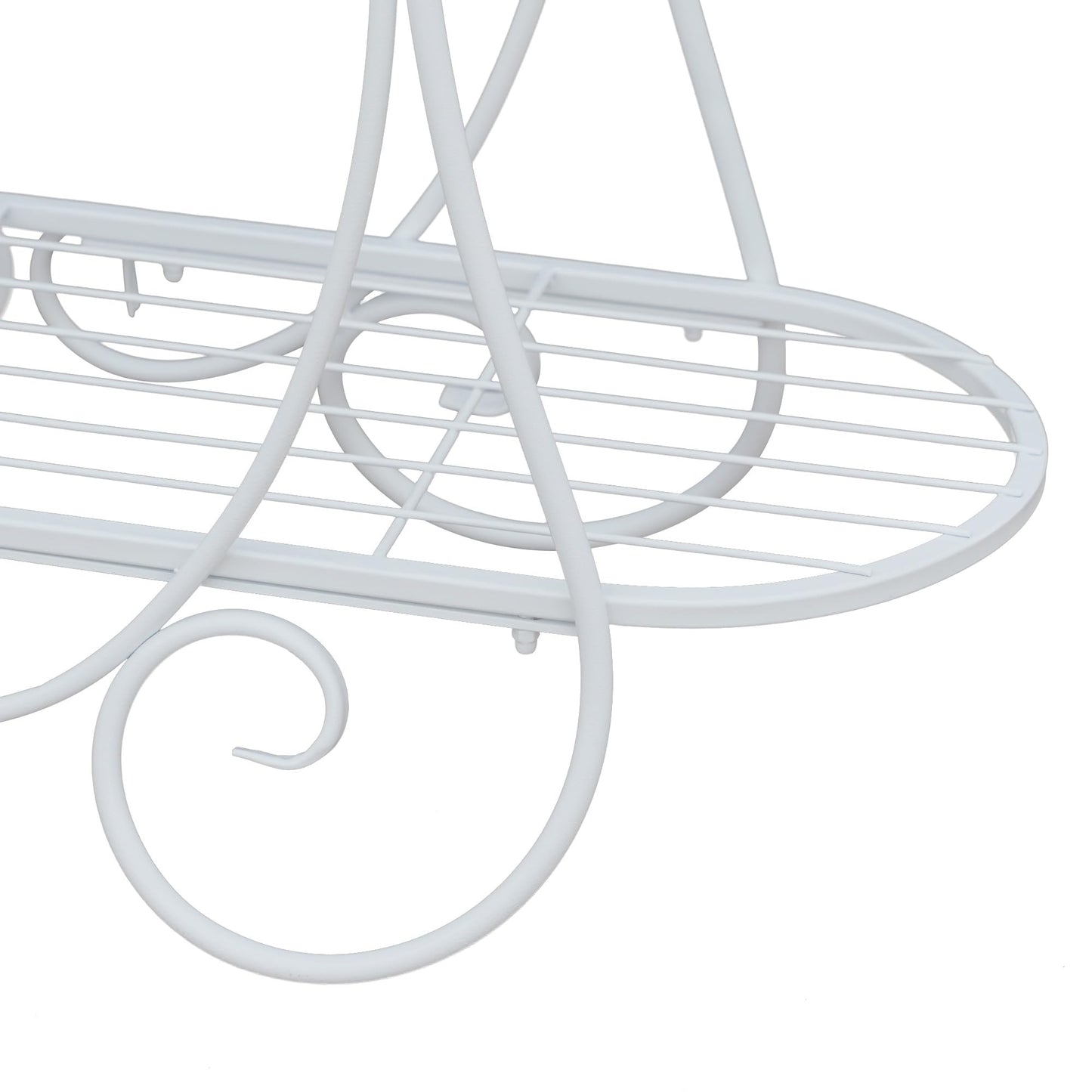 White Oval Plant Stand with Lattice Base, French Entryway Decor for Plants, Elegant Floor Flower Pot Holder Garden Decoration