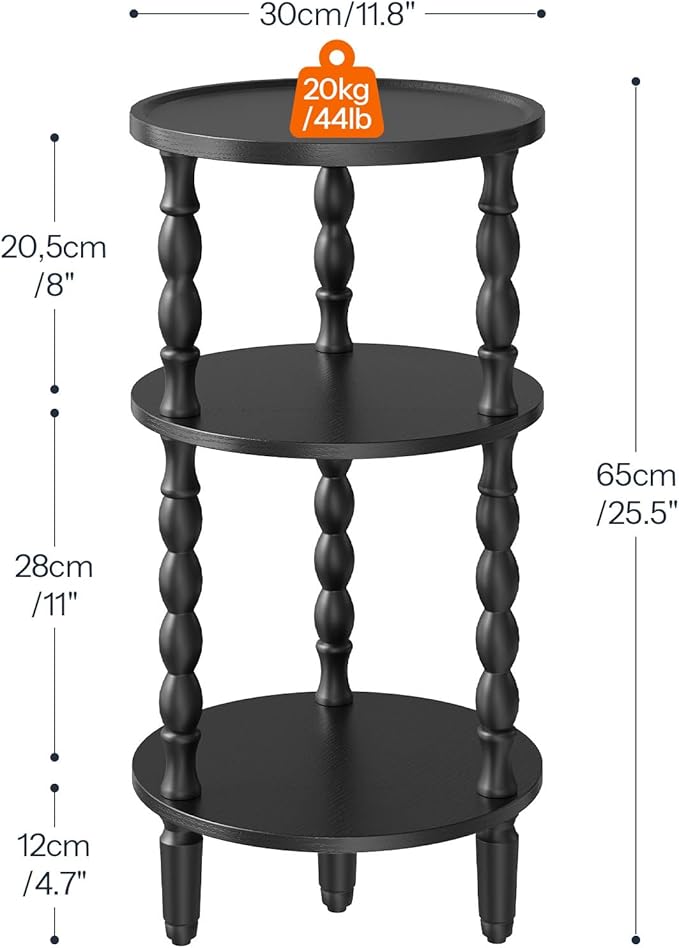 HOOBRO Round Side Table for Small Space, 3-Tier Small Round End Table