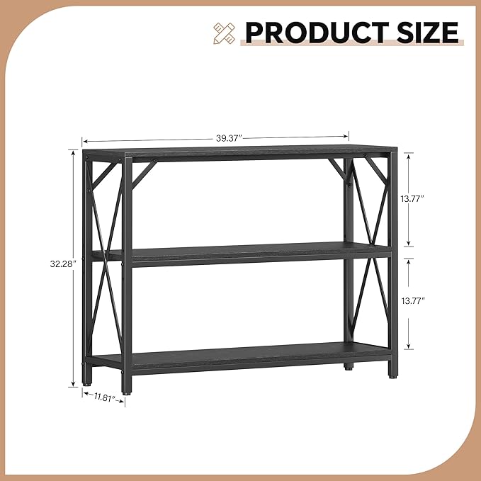 Homeiju Entry Table 40" Width, 3-Tier Entryway Table