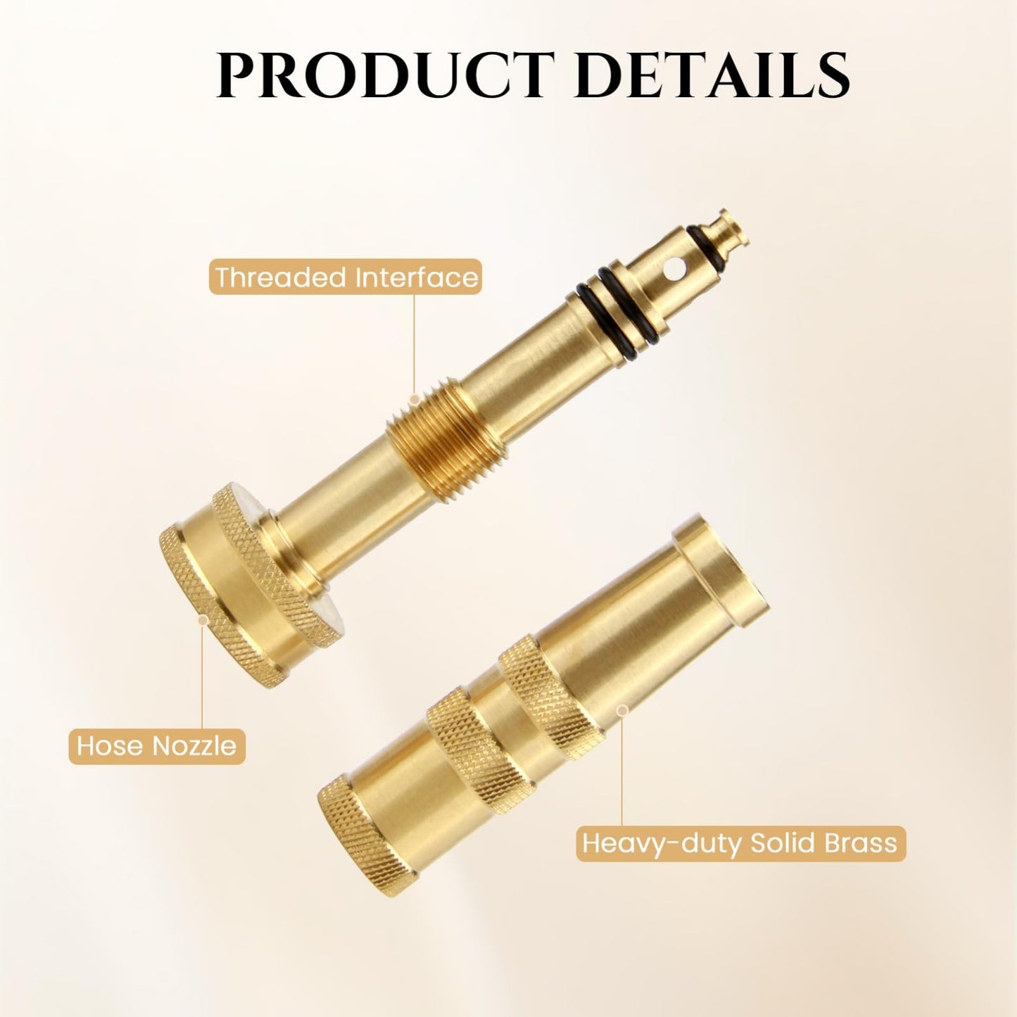 ENNSOO Garden Hose Nozzle Brass Water Nozzle, Brass Hose Nozzle with Adjustable Spray Rotates, High Pressure Hose Nozzle Spray Nozzles for Garden Hose(2 Pack)