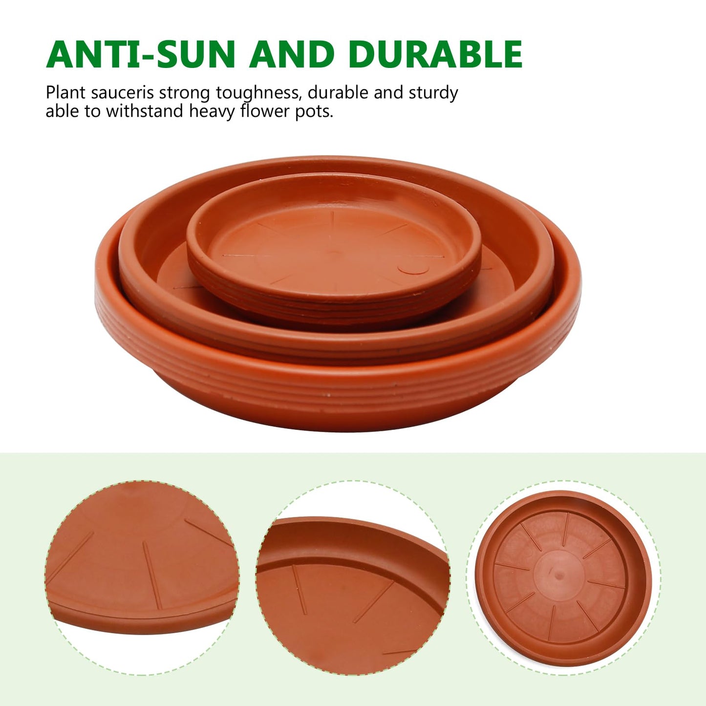MDEOOSKY 12Pack Plastic Plant Saucer, 6" 8" 10" Round Plant Trays, Flower Plant Pot Saucer, Terracotta Drip Trays for Indoor Outdoor Flower Pots and Planters with 20pcs Green Plant Labels