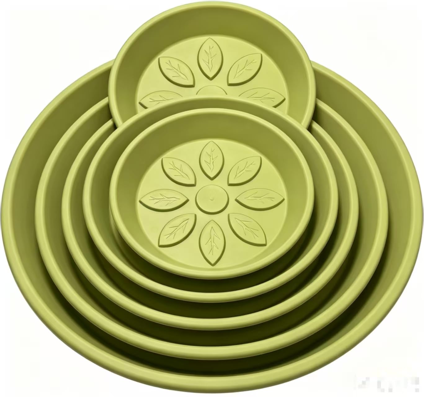 Heavy Duty Light Green Plant Saucer, Deep Waterproof Garden Drip Tray, Stylish Leaf Pattern Round Pot Base For Home Indoor Outdoor Planters, plant water catcher tray, trays for plants 10 Inch
