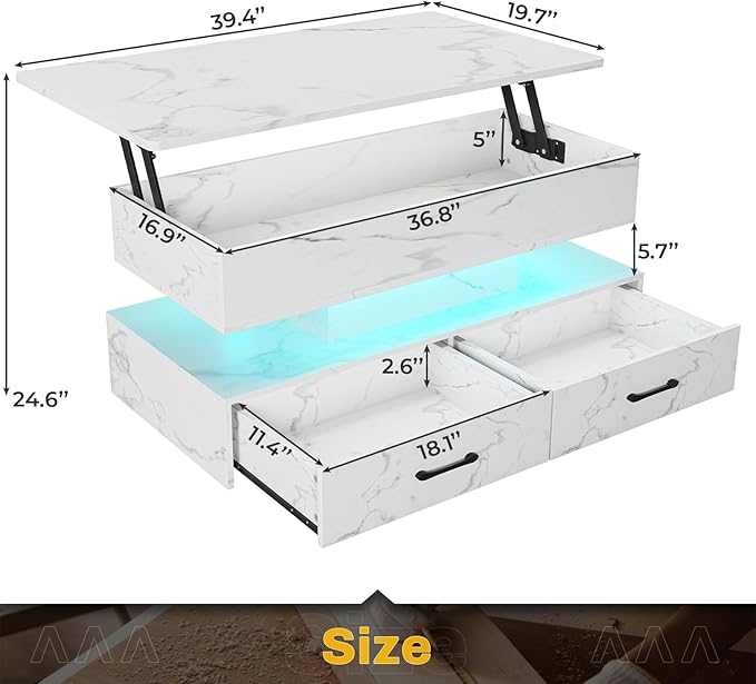 SEDETA 40" Lift Top Coffee Table, Coffee Tables