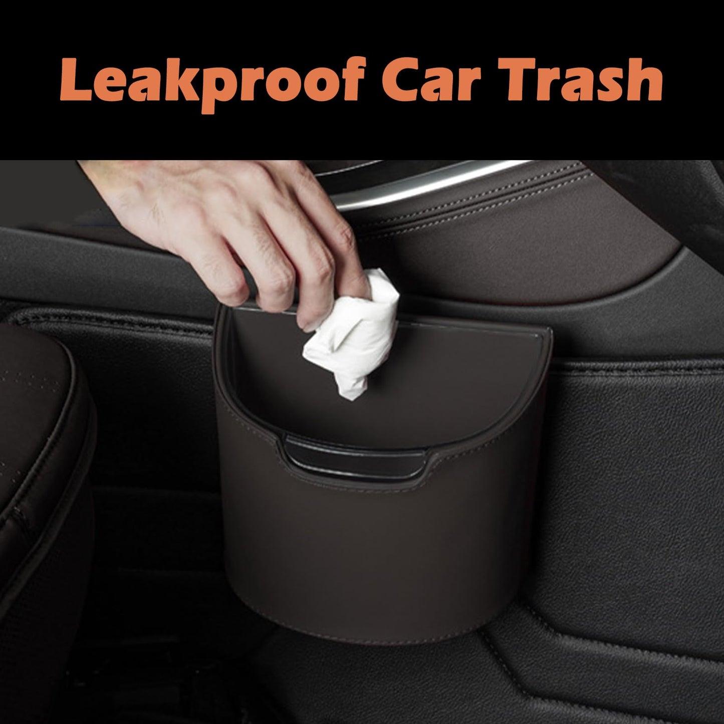 LoopTime Leakproof Car Trash Can,Mini Car Trash Bin for SUV and Truck,Small Removable Liner Garbage Can,Waterproof Automotive Trash Can for Vehicle,Home,Office,Multipurpose,Easy to Clean (Wine Red)