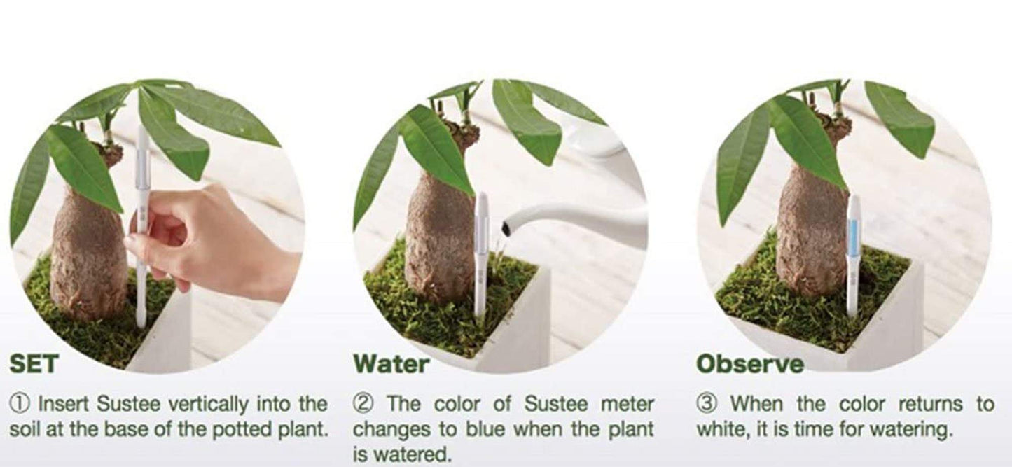 IPPINKA Sustee Aquameter, Bundle of 12, House Plant Soil Moisture Meter, Best for Indoor Potted Plants - Medium White Refillable