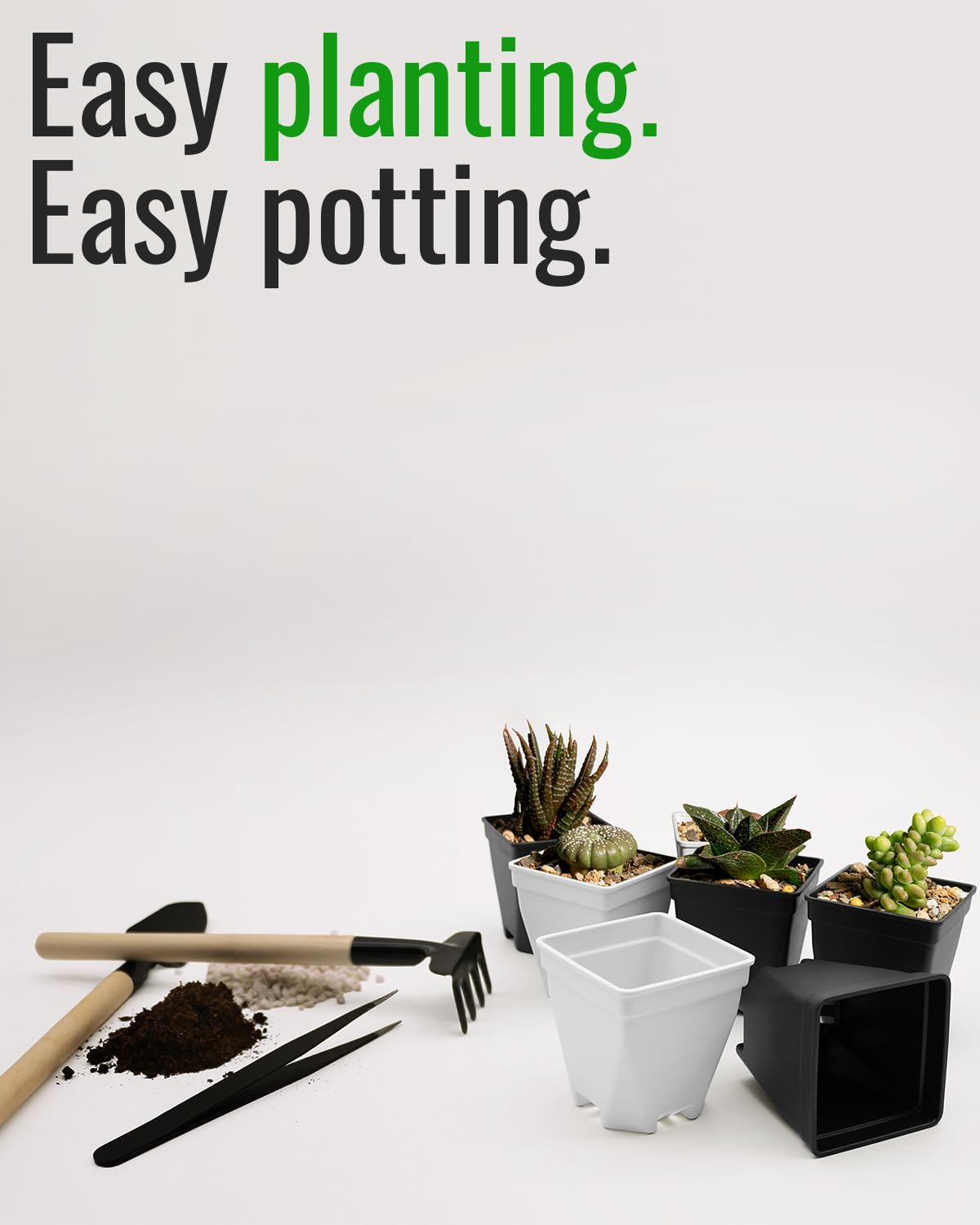 DILIGROW 1.5-Inch Nursery Pots, Thick-Walled PP Plastic, for Home, Office & Garden, Seed Starting & Propagation (48, White)