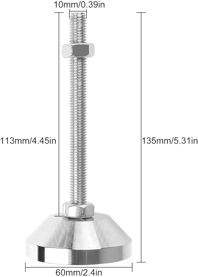 4PCS Heavy Duty Leveling Feet M10 Adjustable Furniture Leveling Screw Leg