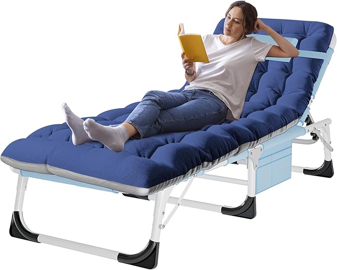 ABORON Heavy Duty Tanning Chair, Outdoor 5-Position Folding Chaise Lounge Chair