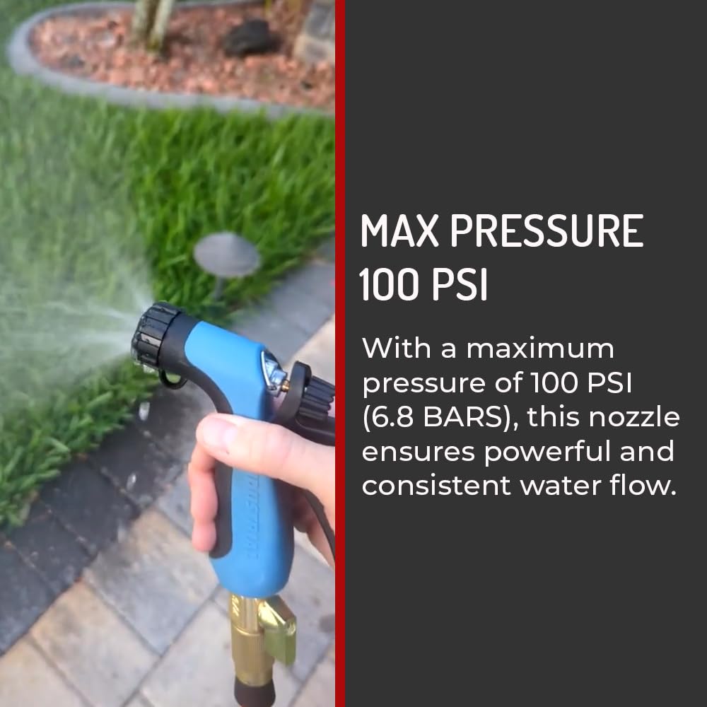 Hi-Tech Heavy Duty Industrial Hose Nozzle – High Pressure 100 PSI, Hot Water & High Temp Resistant, Pistol Grip Spray Nozzle for Garden Hose, Marine & Commercial Grade