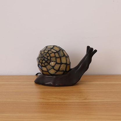 Tiffany Style Table Lamp for Bedroom Snail Stained Glass Bedside LED Night Light for Kids 3 Way Color Temperatures Party Light Hand-Made Art Home Deco Christmas Gifts Birthday Gifts