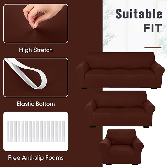 Peryiter 3 Pcs Couch and Loveseat Covers Set Sofa Cover