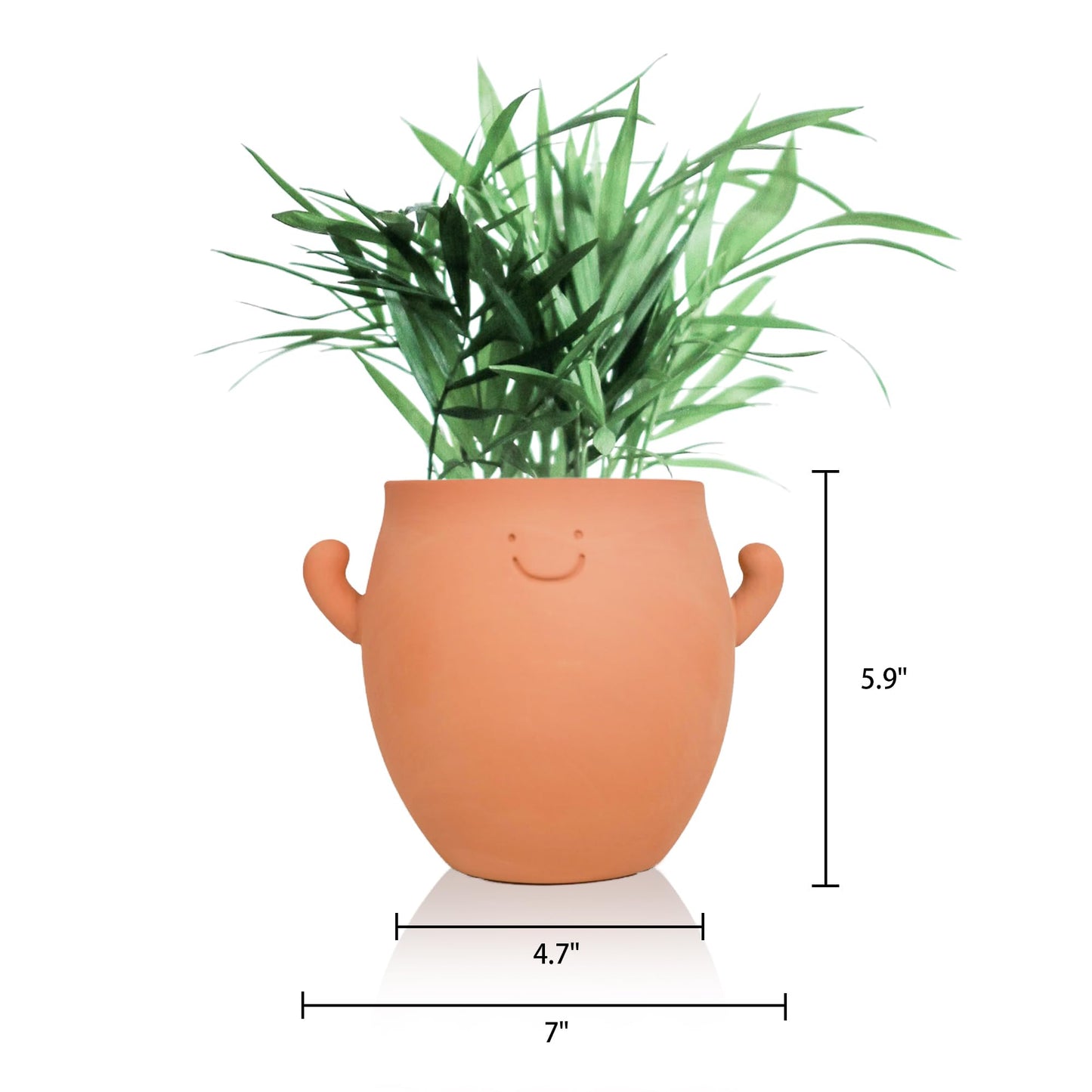 YOBRO Terracotta Face Planter, Cute Funny Smiley Clay Pot with Drainage, Breathable Succulent Planter for Indoor & Outdoor, Adorable Gift for Plant Lovers, 5 Inch