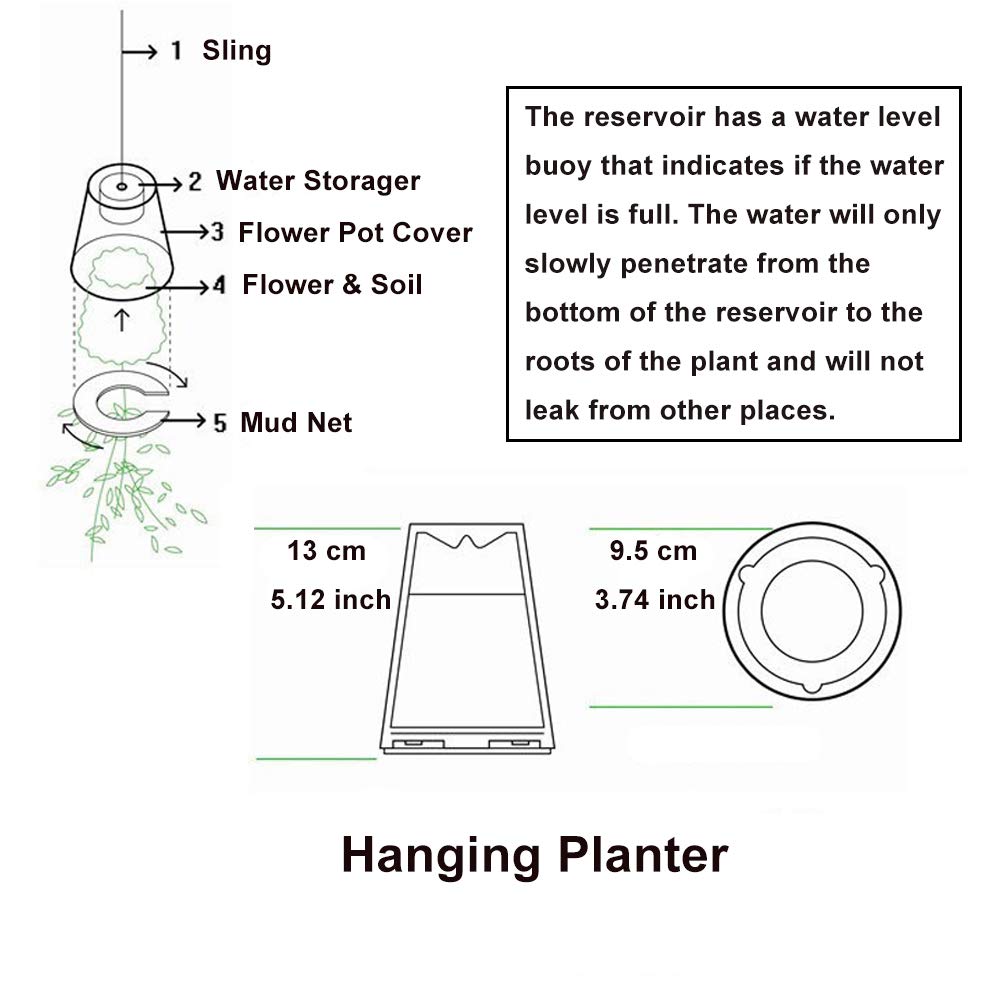 SYOOY 2 PCS Upside-Down Planter Hanging Flower Pot Planter for Balcony Garden Home Decoration (White)