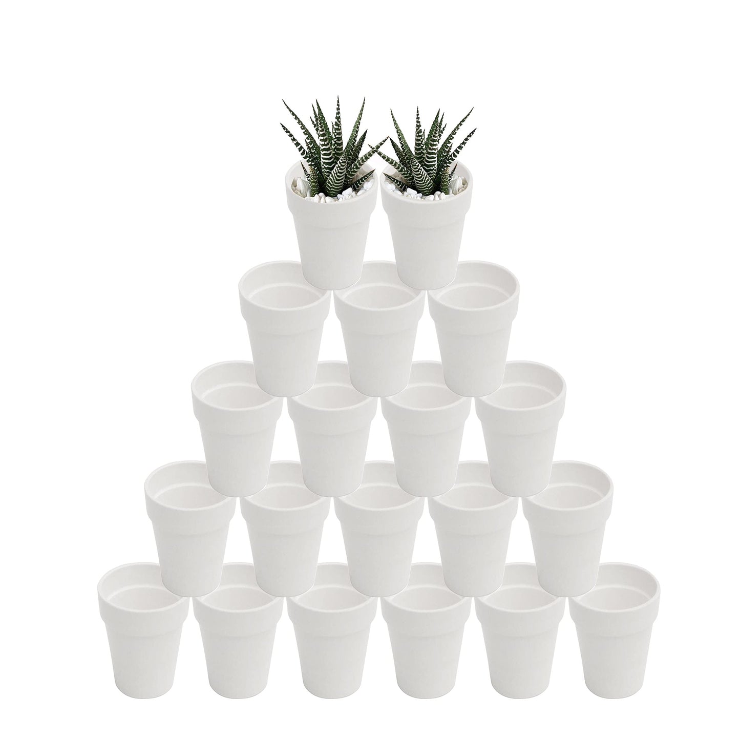 XXYXXY 2.95 inch Clay pots mini Craft Nursery Cactus pots Permeable Succulent Pottery pots DIY Home Office Desktop Window sill Decoration Wedding-White (20)