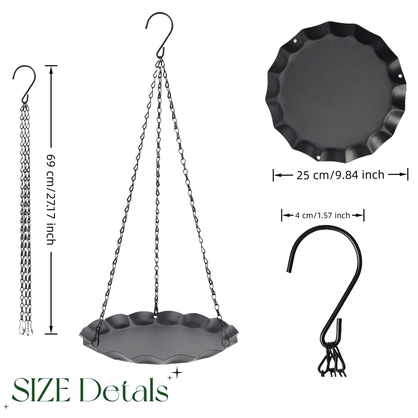 ZYUXUAN Hanging Planter for Indoor Outdoor, Plant Hanger, Plant Holder, Plant Pot Shelf Basket for Window Wall Ceiling Garden with Chains and Hooks, 2Pcs, Wavy Round
