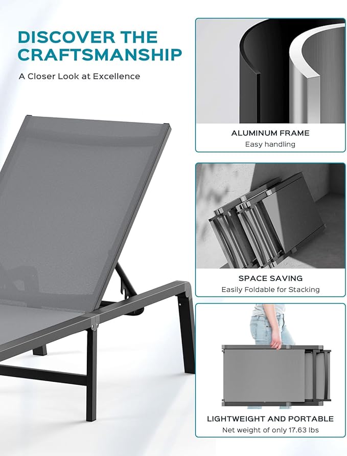 Aluminum Chaise Lounge Ourdoor