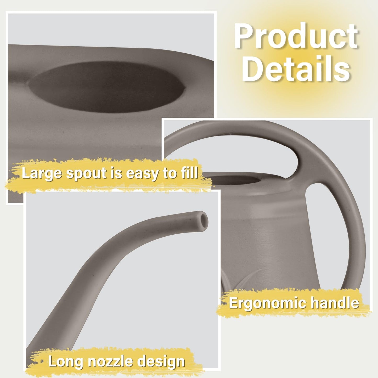 TTAOE GN Plastic Watering Can - for Indoor and Outdoor Plant - 1/2 Gallon - Coffee Color