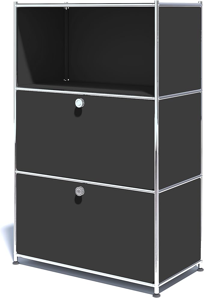 Metal Shelf with 2 Flap Doors, Large Capacity Cabinet, DIY Modern Home
