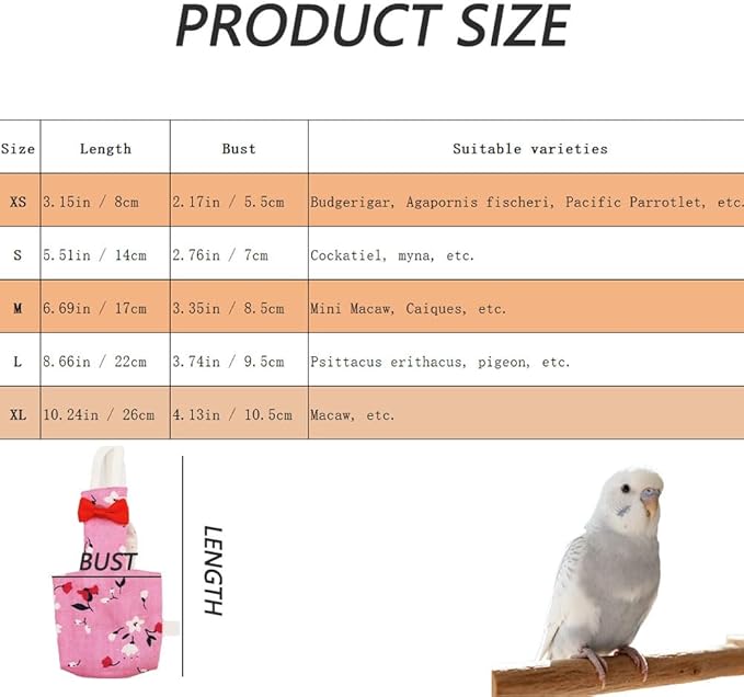 5pcs Bird Diaper Cute Printed Parrot Flight Suit Parrot Nappy Reusable Pigeon Pants Cockatiel Clothes for Parakeet Mini Macaw Budgie Canary for Indoor Outdoor - color1 S