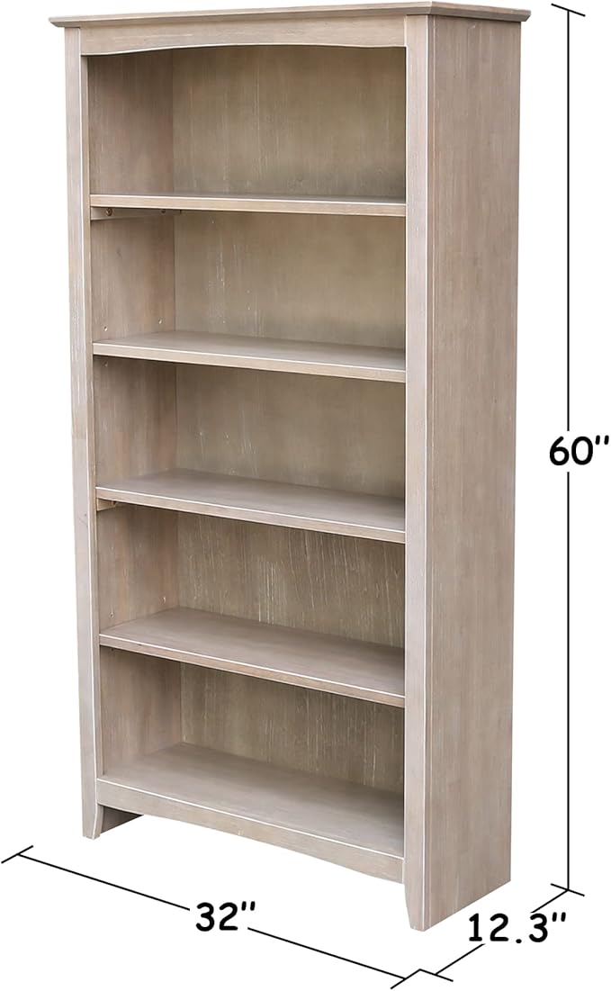 Shaker Solid Wood Bookcase, Washed Gray Taupe