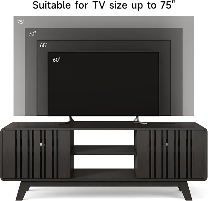 ONBRILL 63-Inch TV Stand for TVs up to 75 Inch, Mid-Century Modern Television