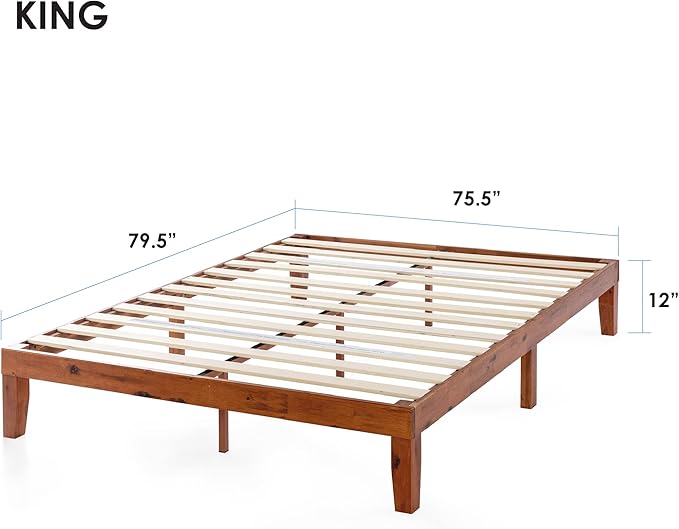Mellow Naturalista Classic 12-Inch Solid Wood Platform Bed | Wooden Slats