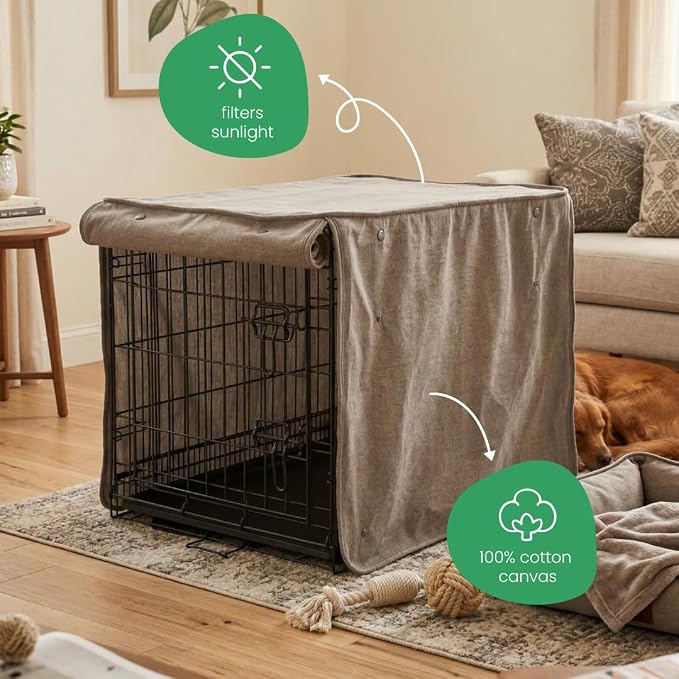 Molly Mutt Jupiter Dog Crate Cover, GOTS-Certified 100% Organic Cotton Canvas Cover for Dog or Puppy Kennel and Cage, Washable, Free of Harmful Chemicals, Small, Fits 24"x18"x21" Crate