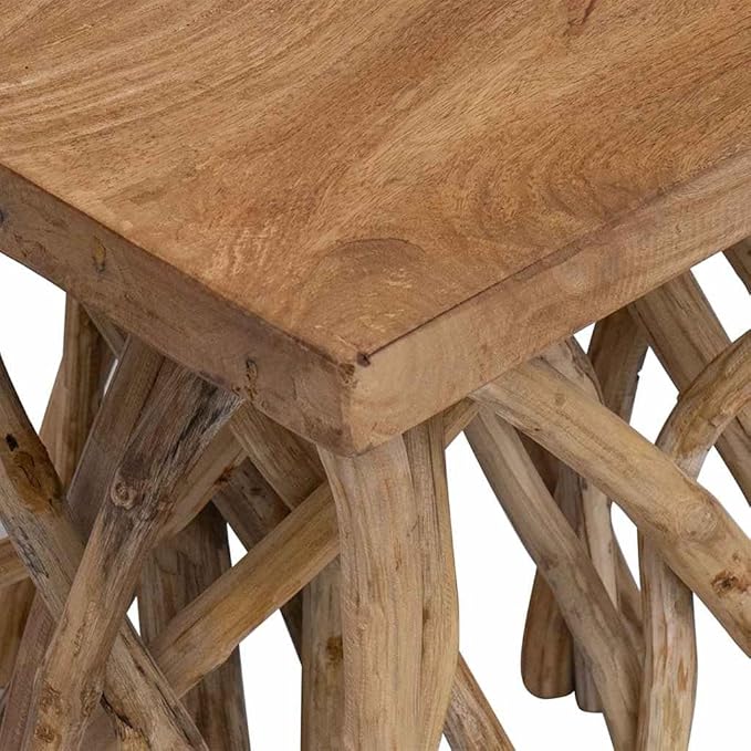 Coffee Table Brown Mixed Recycled Wood Small Rustic Living Room Table Durable