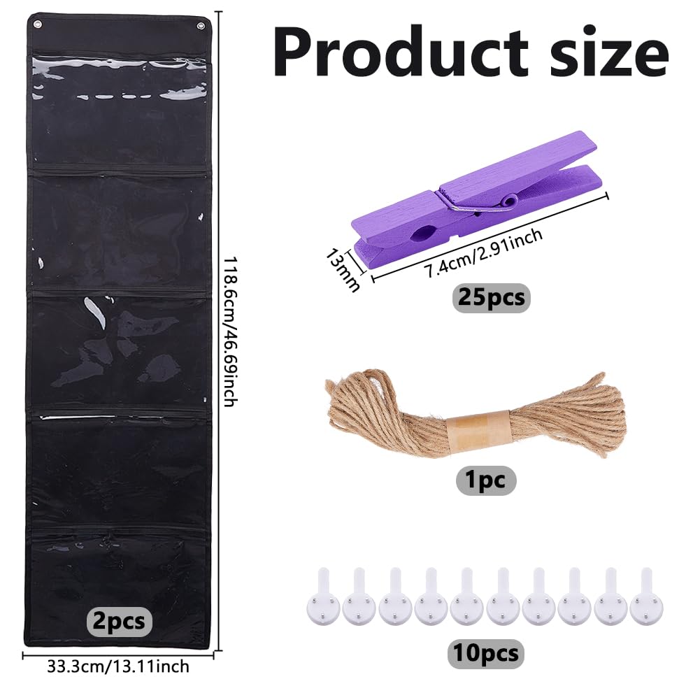 DICOSMETIC 38Pcs Student Behavior Clip Chart for Classroom Pocket Chart Behavior Bulletin Board with 25Pcs Wood Clips 1 Bundle Rope and 10Pcs Seamless Nails Management Track Reward for School Office