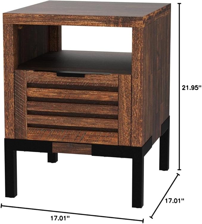 Bme Millie Solid Acacia Wood Rustic Nightstand