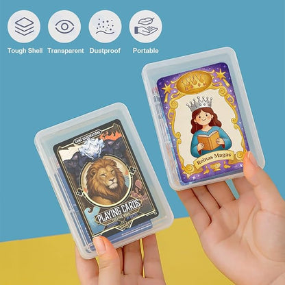 4PCS Game Card Storage Box, Clear Plastic UNO Card Case, High Capacity Card Holders for Playing Cards, Trading Cards, Business Card & More (NO Cards)