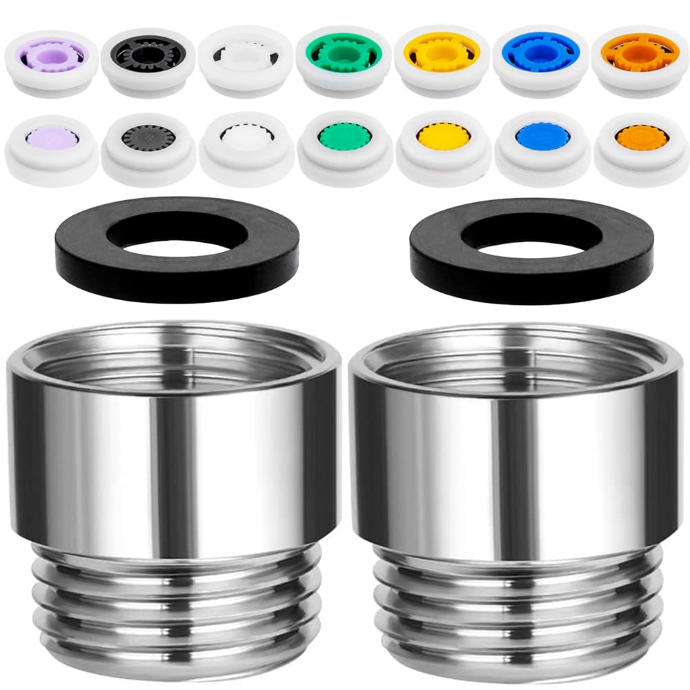 Eyech 2-Pack Shower Flow Reducer Limiter Set Water Flow Saver Adapter, 1/2 Inch Flow Restrictor Control Valve for Fixed Shower Head Handheld Shower 1.2/1.5/1.8/2.0/2.2/2.5/3.0 GPM