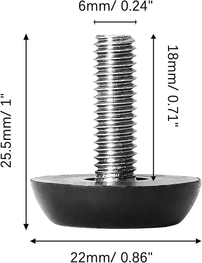 Zorfeter 30 Pcs Screw in Threaded Furniture Adjustable Levelers, M6 x 18mm