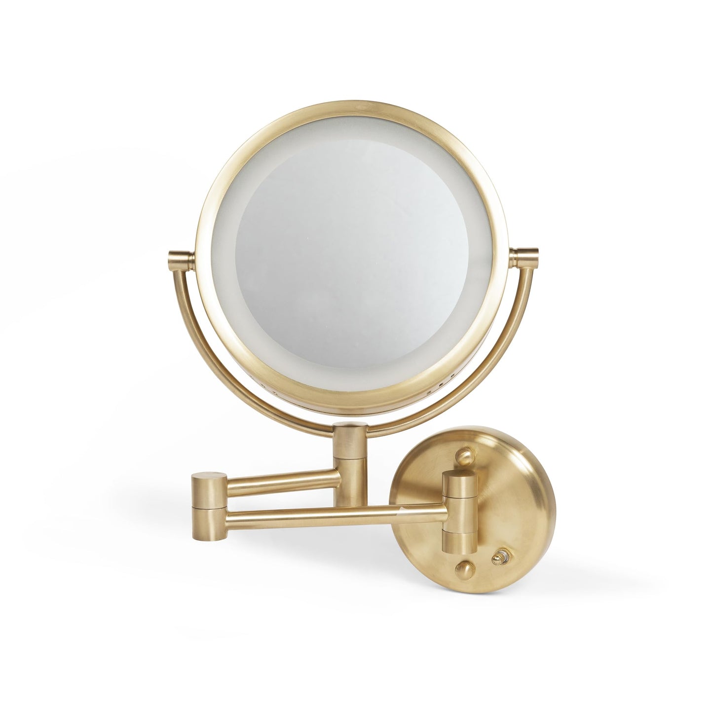 JERDON Wall-Mounted Makeup Mirror with LED Lighting - Direct Wire Lighted Makeup Mirror with 8X Magnification & Nickel Finish Wall Mount - Model HL75ND