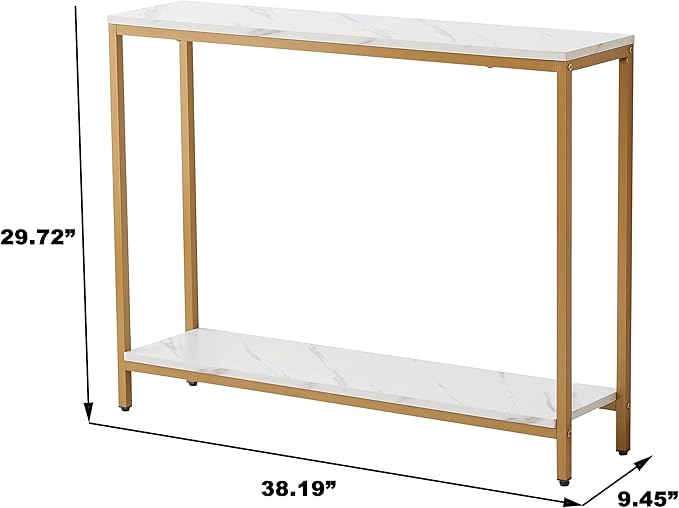 loglus Console Table for Entryway, Faux Marble MDF Indoors Sofa Table