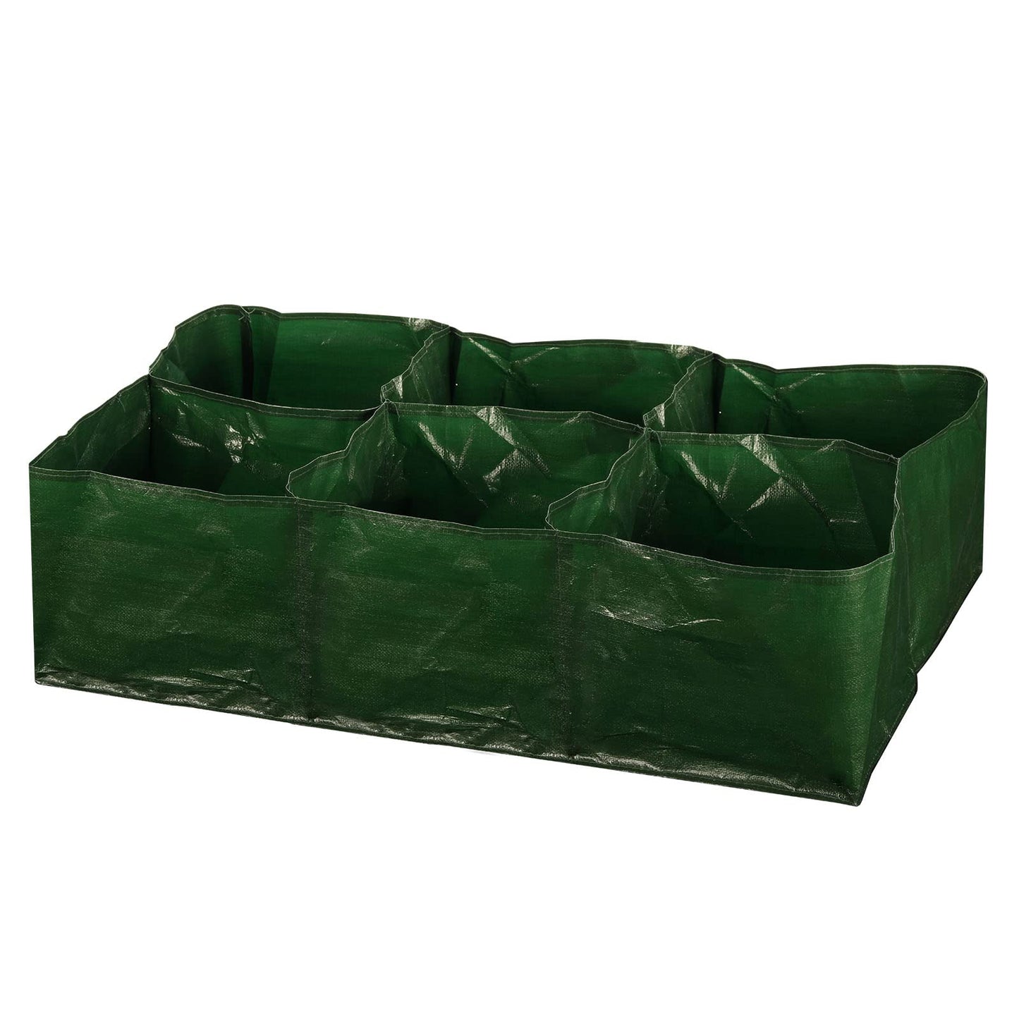 iPower PE Garden Planting Bed 35-Gallon Heavy Duty Plastic Raised Plant Grow Bag with 6 Partition Grids Potato Tomato Rectangle Planter Pots Containers, for Vegetables, Fruits, Flowers, Herbs
