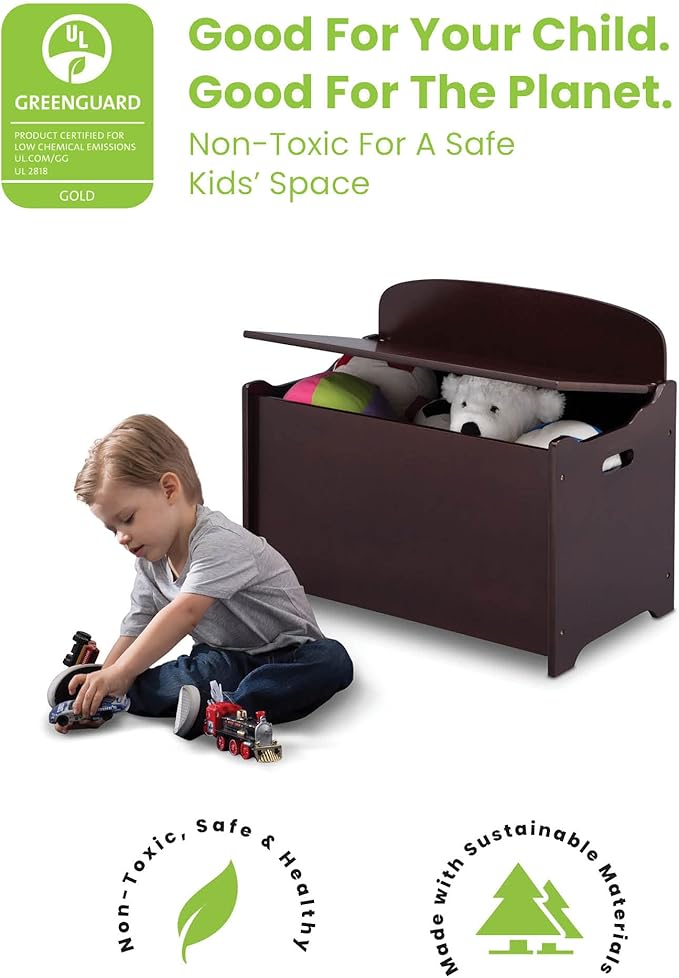 Delta Children MySize Deluxe Toy Box, Dark Chocolate