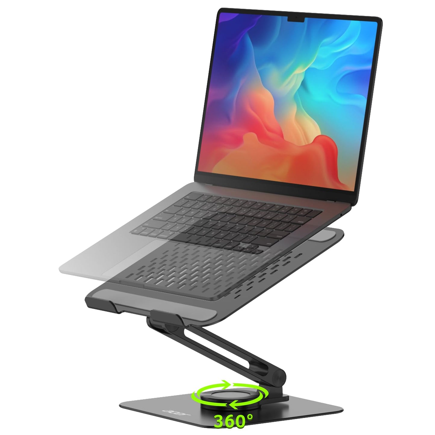 acer Laptop Stand for Desk - with 360 Swivel Base, Rotating Laptop Riser for Desk, Adjustable Computer Stand for Laptops, Ergonomic Riser Holder Foldable, Portable MacBook Pro Air (10-16") - Black