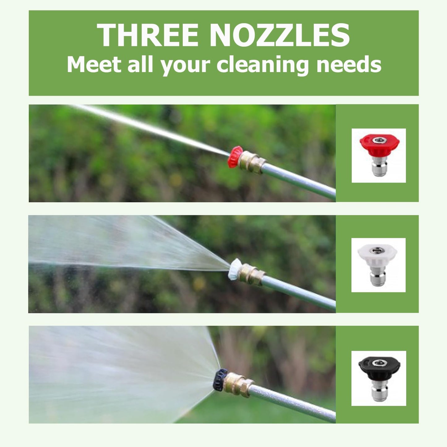 Jet Nozzle Power Washer for Garden Hose, Upgraded High Pressure Washer Wand with 3 Color-Coded Nozzles, Hydro Jet Power Washer for Car Washing, Window, Patio & Outdoor Cleaning (Grey)