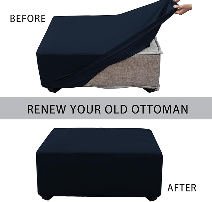 Super Stretch Ottoman Cover- Soft Form Fit Ottoman Cover Rectangular Ottoman
