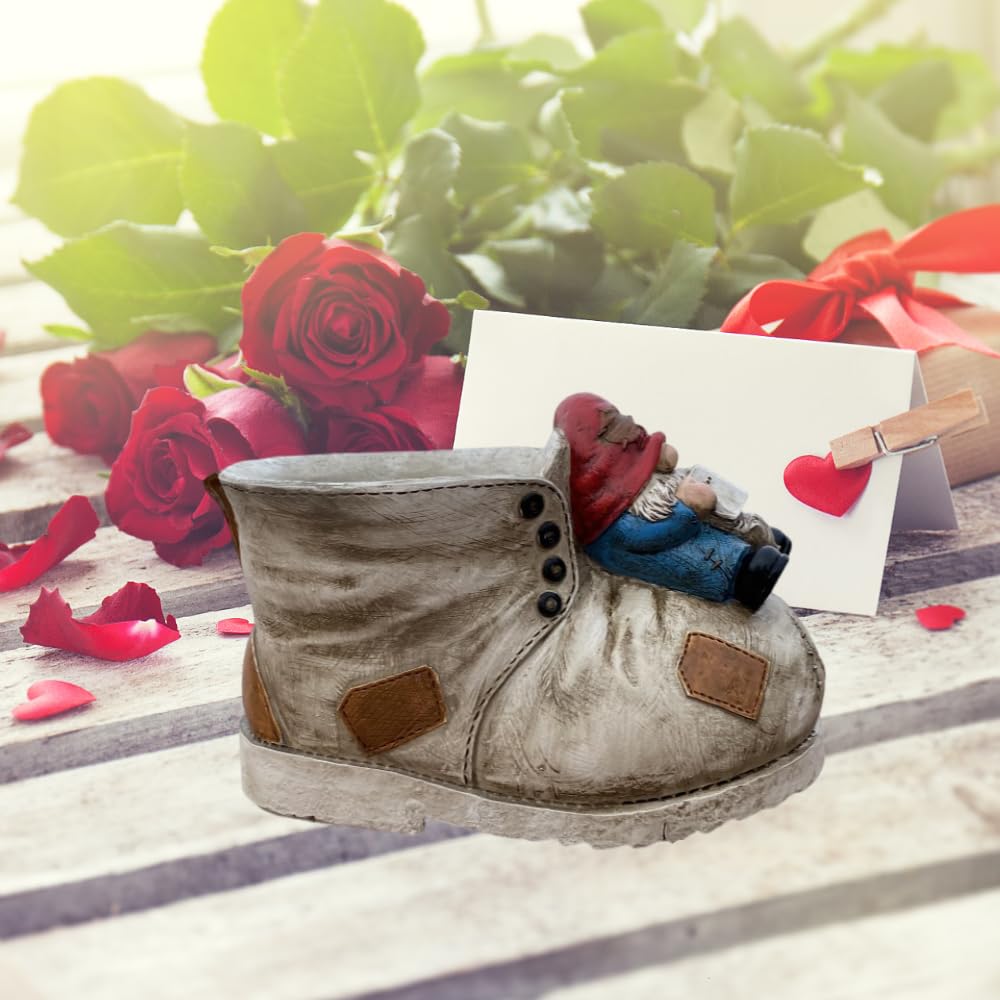 wsmart Cute Planter Pot Suitable for Indoor and Outdoor, Small gnome Resin Succulent Plant Flower pots, Decorative Fun Flower pots with Drainage Holes, Ideal Home and Garden Decoration Gifts