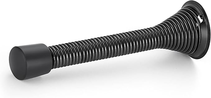 Ravinte Door Stoppers, 6 Pack Black Spring Door Stops with Rubber Bumper, Door Stoppers for Bottom of Door