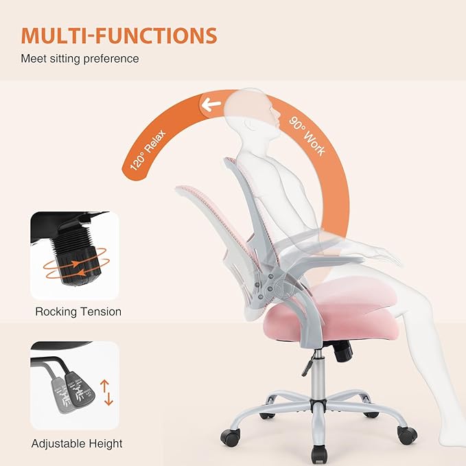Sweetcrispy Home Office Computer Desk Chair, Ergonomic Mid-Back Mesh Rolling