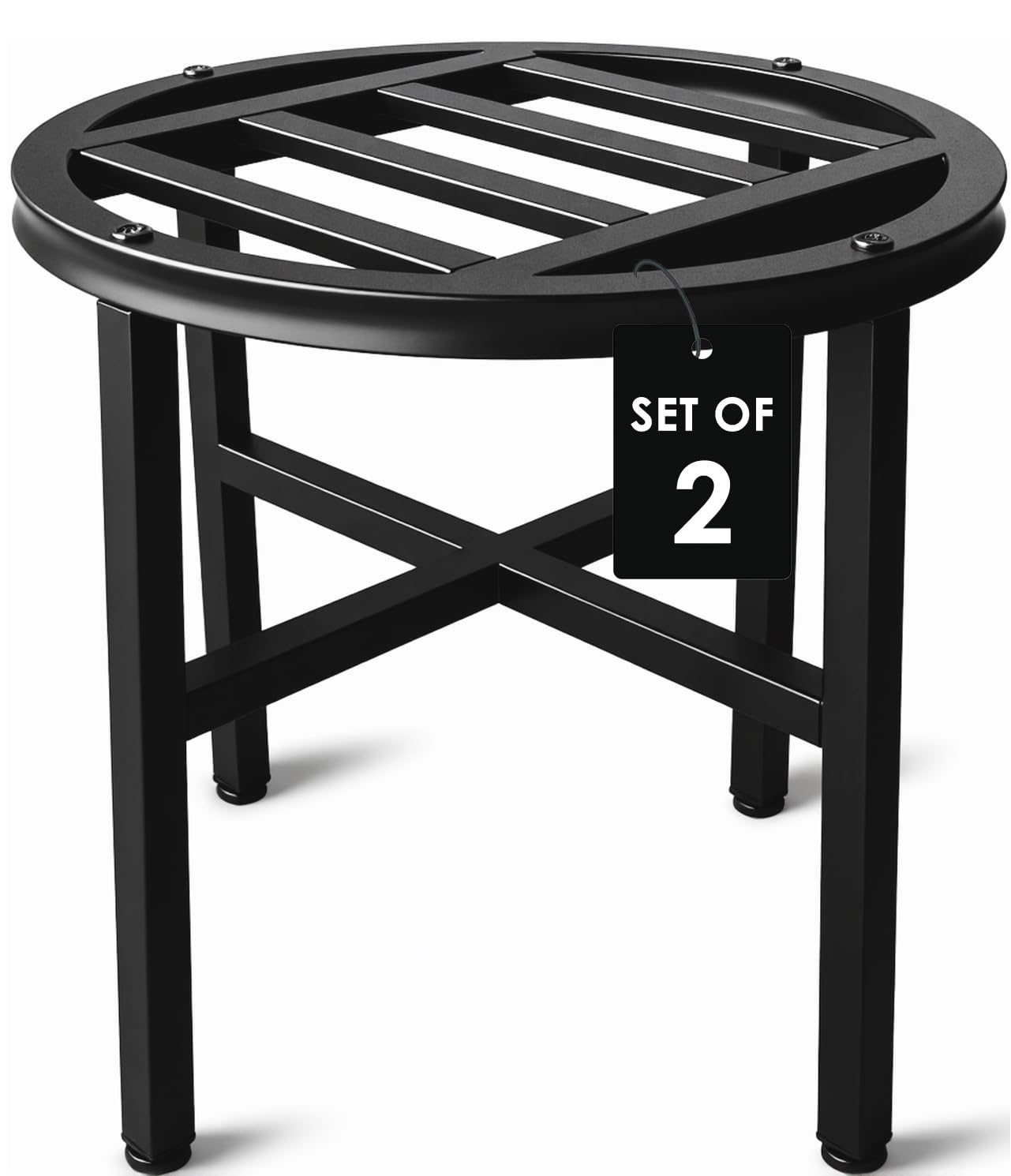 Hongsane Plant Stand Indoor Outdoor,13 Inch Round Metal Plant Stands Riser,Heavy Duty Wrought Iron Pedestal Holders for Large Flower Pot,Outside Rust-Proof Black Flower Display Shelf for Patio,2-Pack