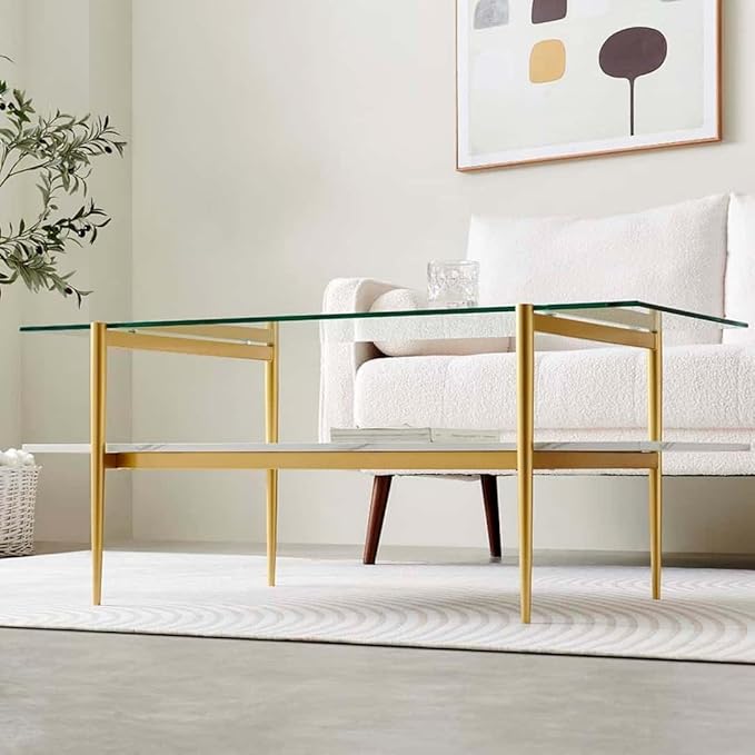 LumFurn Rectangle Coffee Table for Living Room, Mid-Century Modern Design