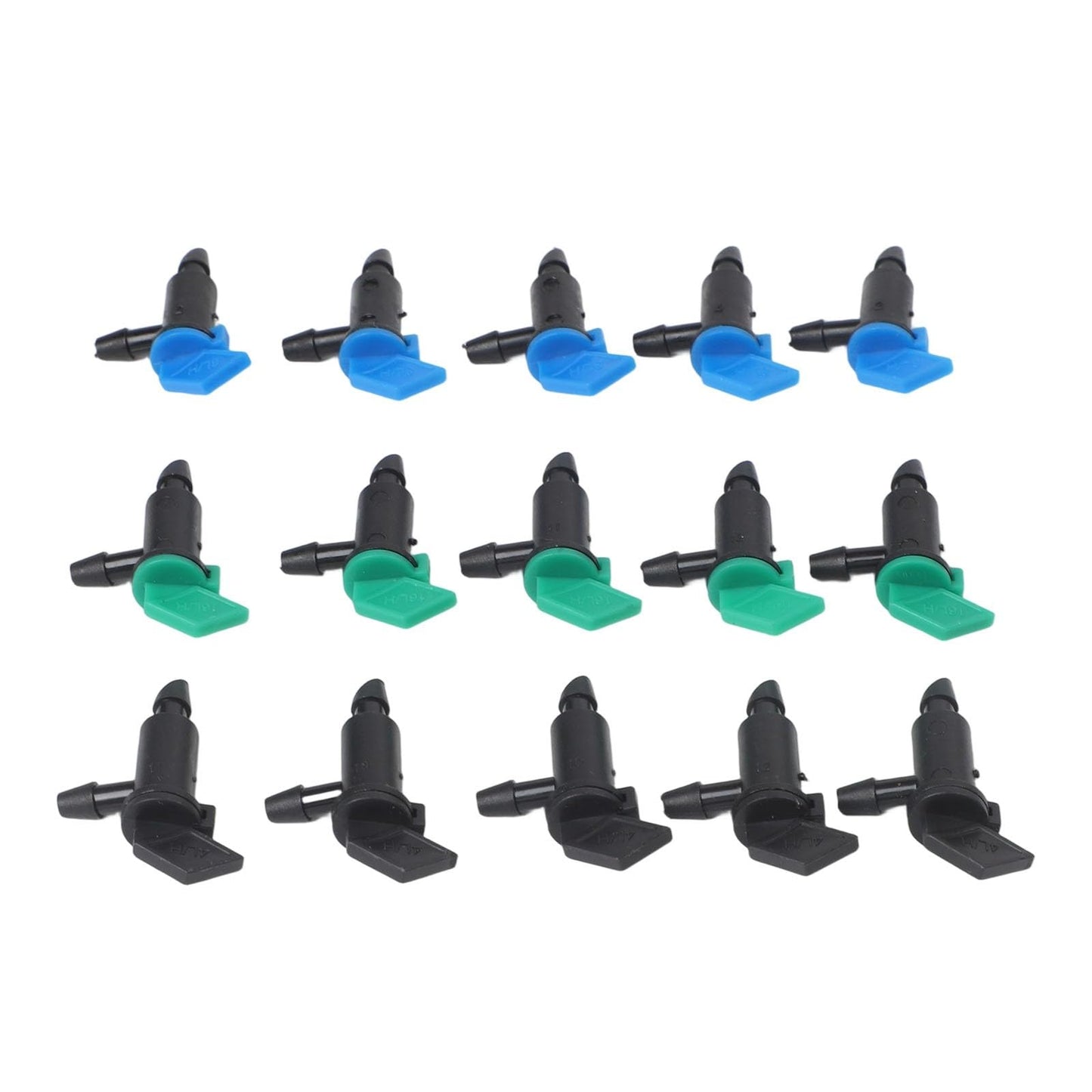 SundiooK Adjustable Flow Garden Drip Emitters, PE Plastic Irrigation Drippers with Shut-Off Valve, Fits 4/7mm Tubing for Plant Watering, 60 or 300 Packs